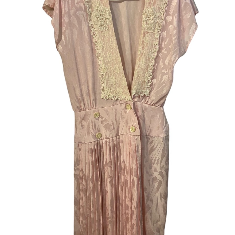 Vintage Pink Short Dress with Lace and Beads size 11